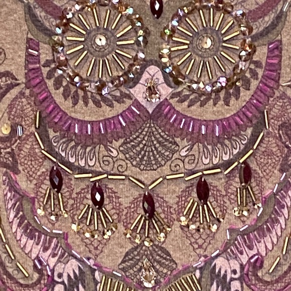 Zenergy by Chico's Cotton-Cashmere Blend Jeweled Owl Top Shirt Sweater Sz XL VGC - Picture 5 of 9